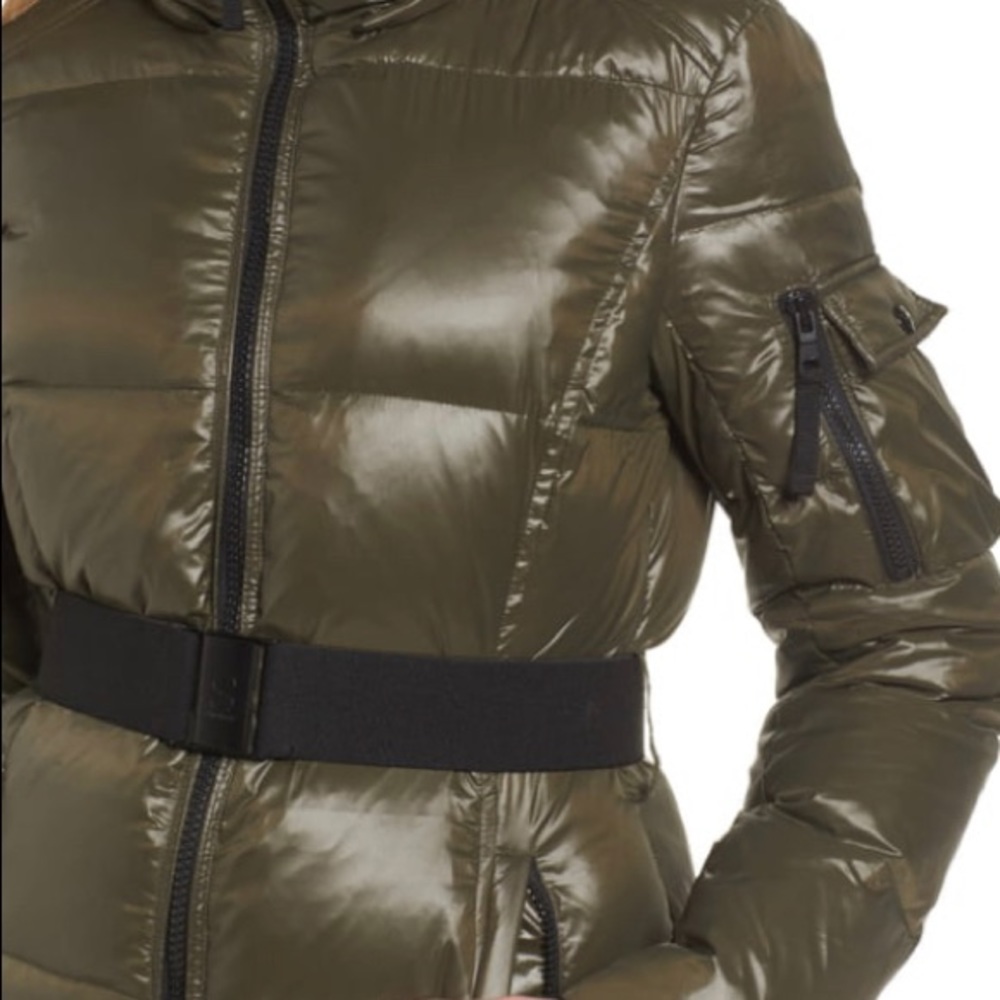 S13 Dark hooded  Green Puffer Jacket - Picture 4 of 8